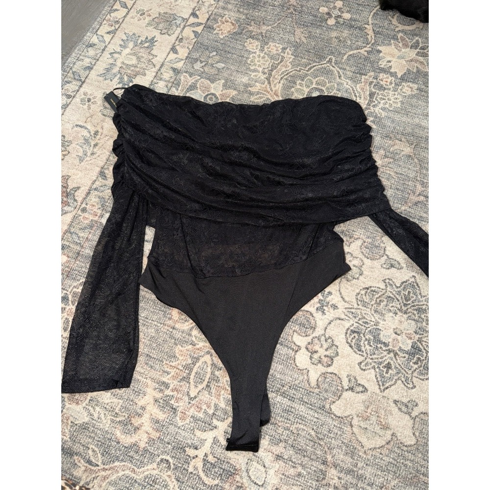 AFRM Back Lace Sheer Mesh Bodysuit Long Sleeve Revolve